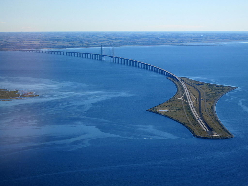 The Oresund link consist of a bridge, tunnel and artificial island 