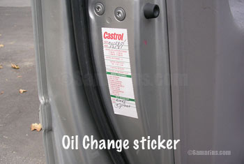 Oil change sticker